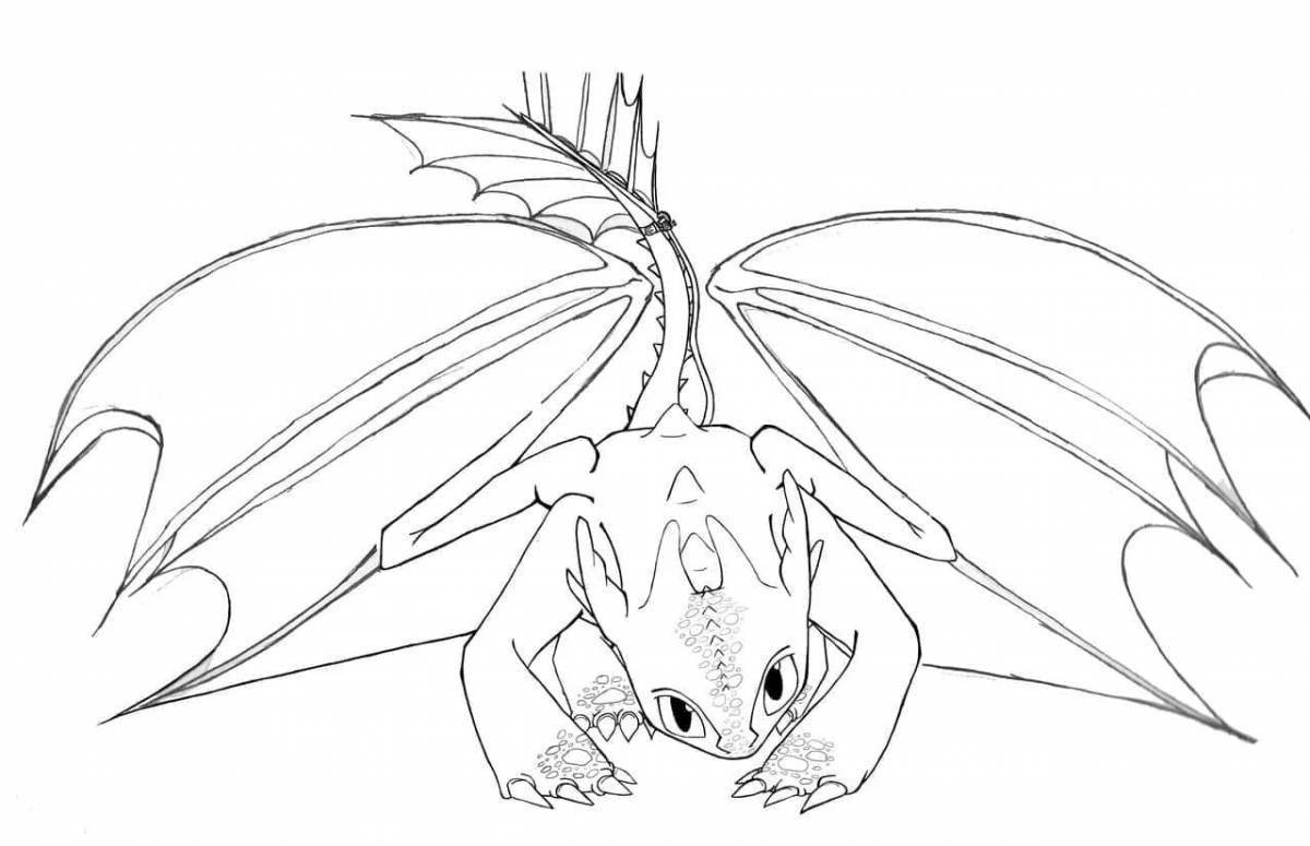Glowing toothless dragon coloring page