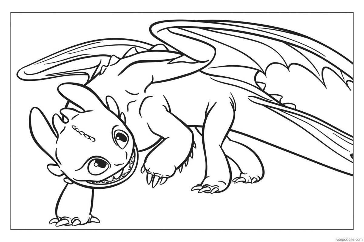 Dazzling toothless dragon coloring page