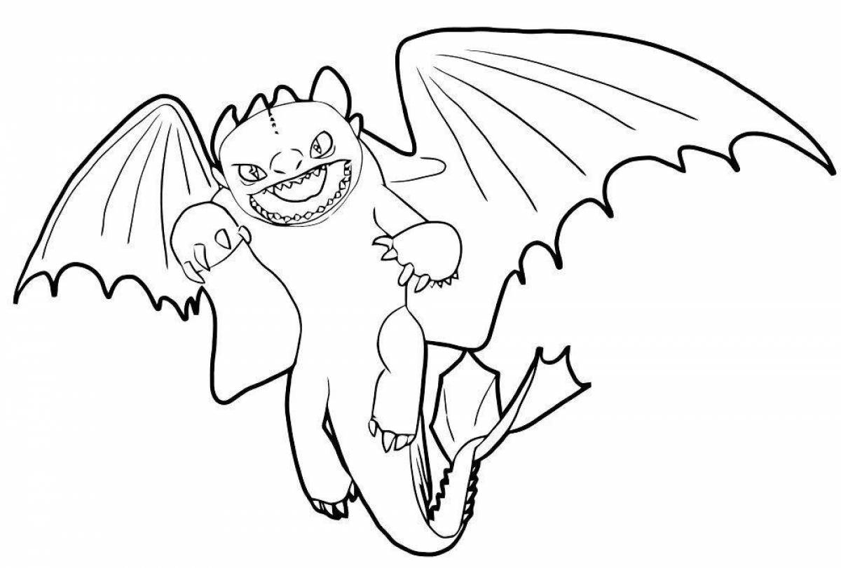 Elegant toothless dragon coloring page