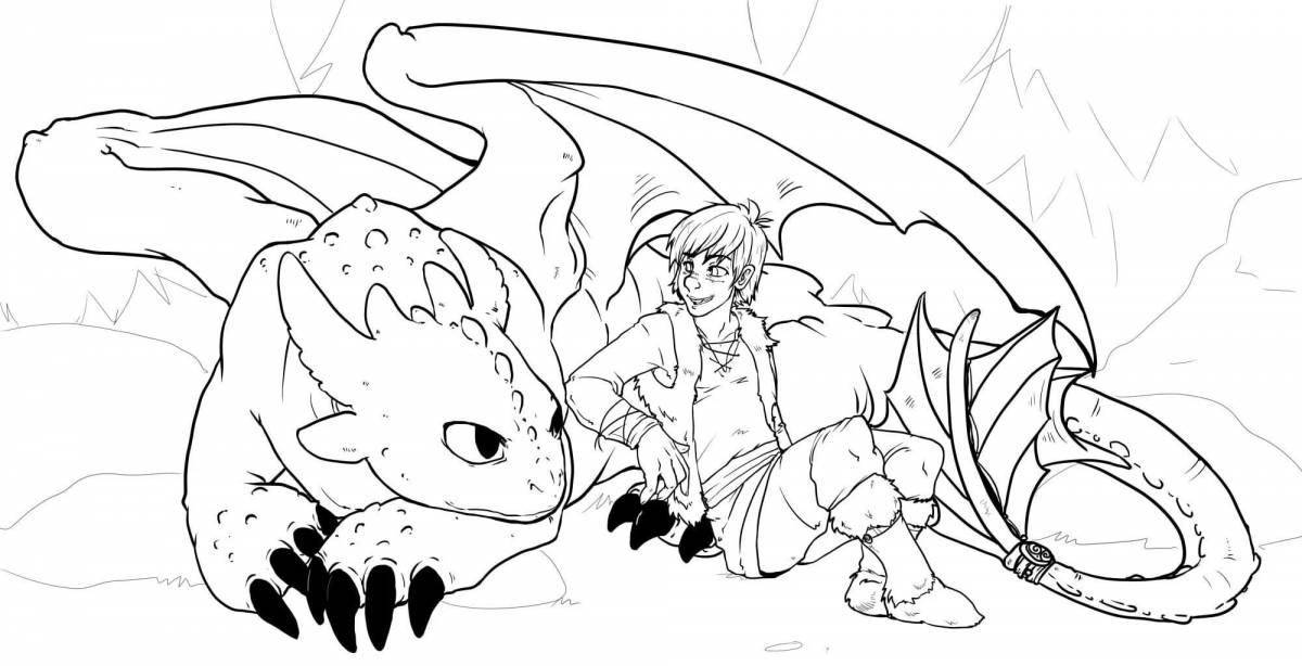 Exotic toothless dragon coloring page