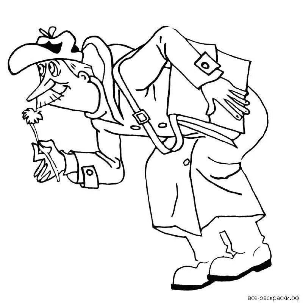 Coloring page magnificent postman Pechkin