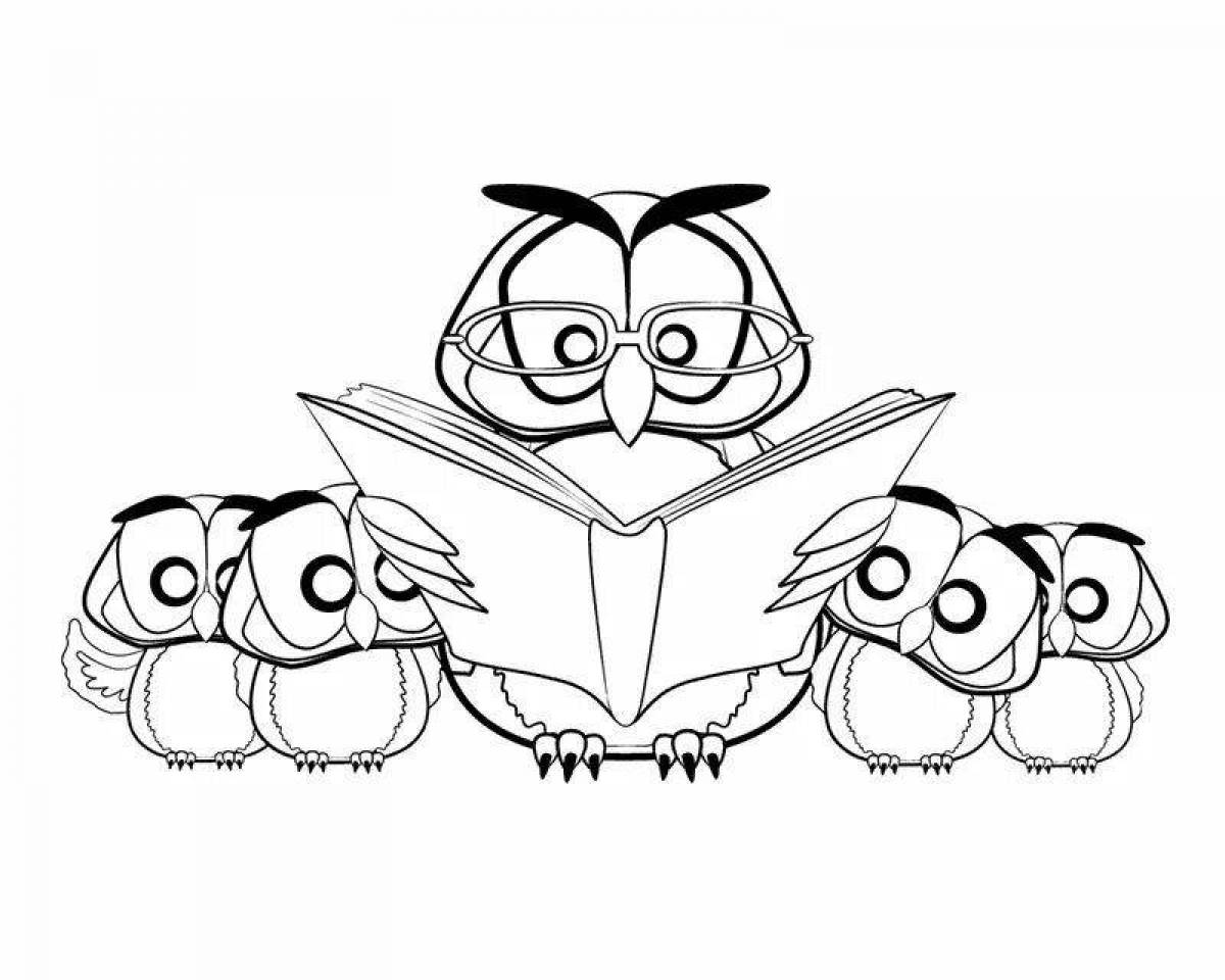 Wise owl coloring page with a wise look