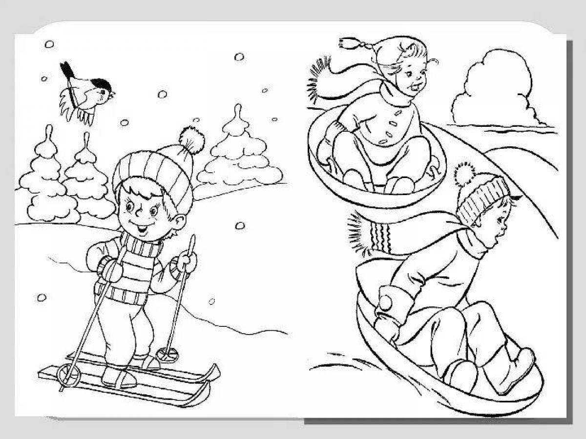 Magical Winter Fun Coloring Page
