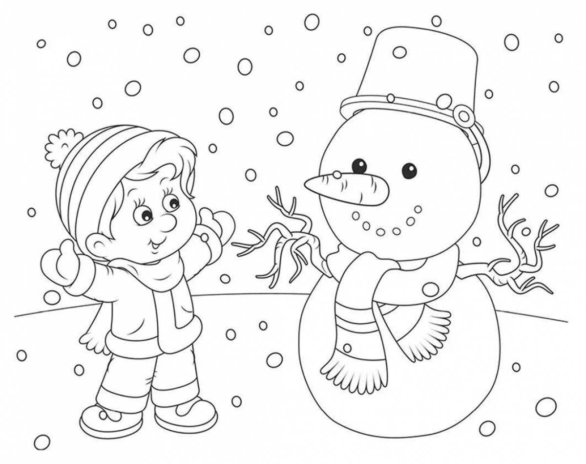 Glowing winter fun coloring page