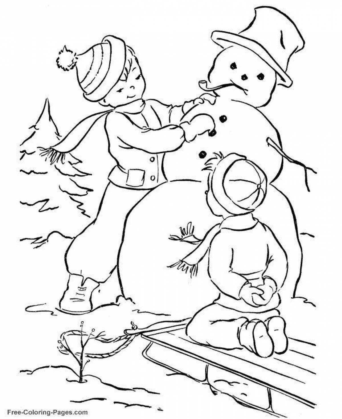 Adorable winter activities coloring book