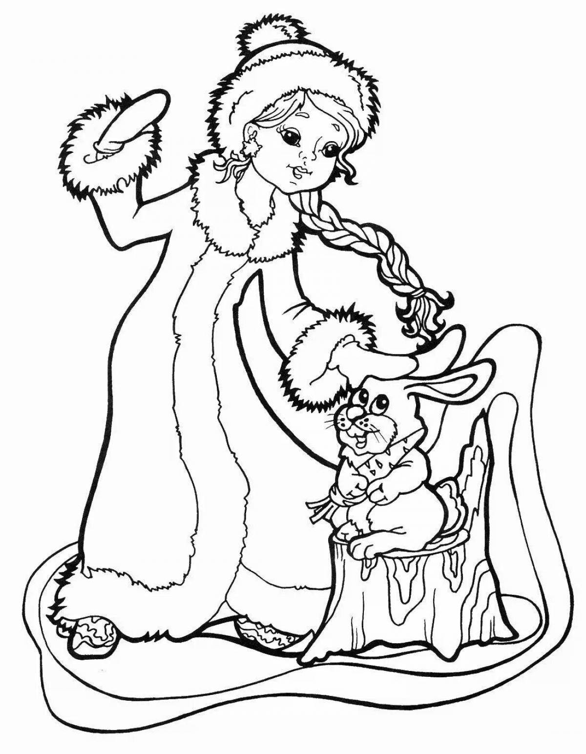 Glorious coloring drawing snow maiden