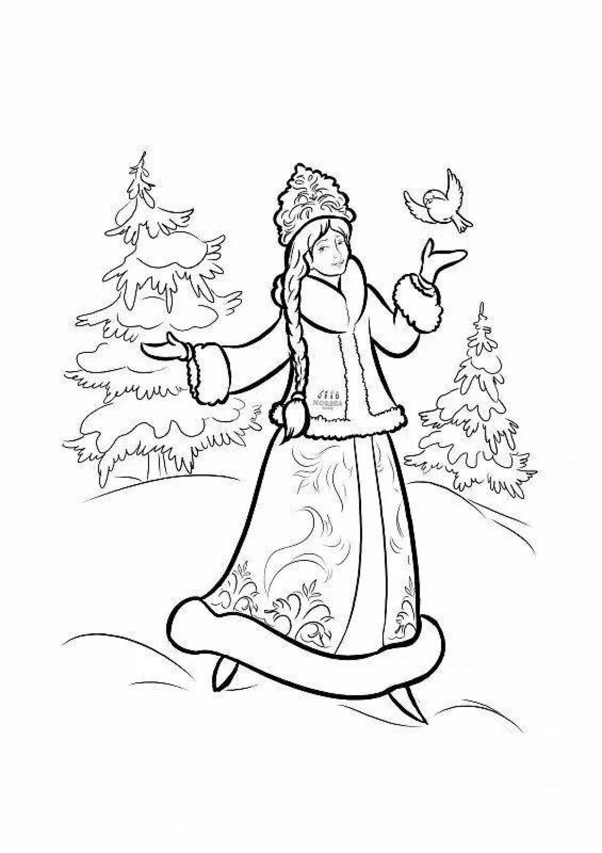 Sweet coloring drawing snow maiden