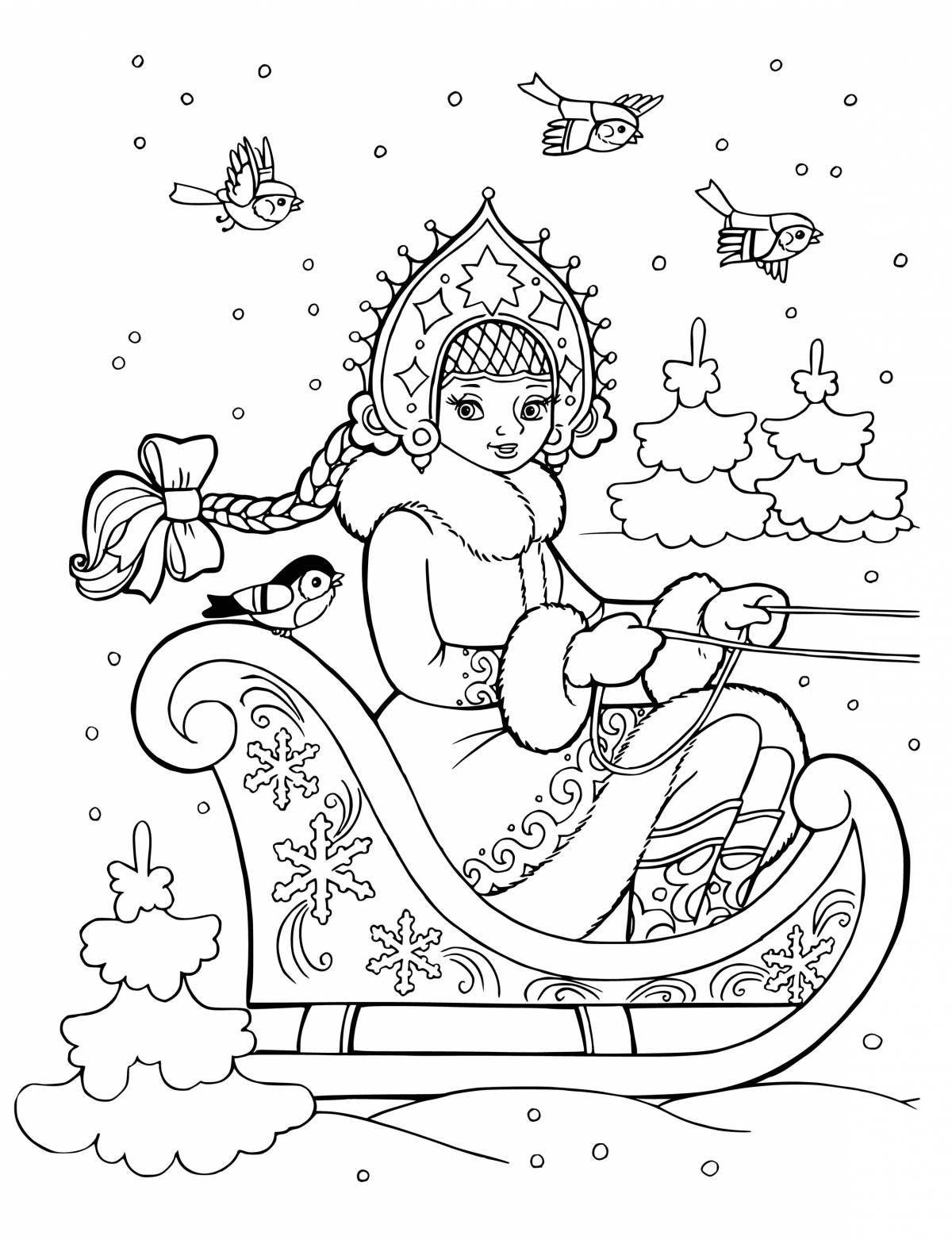Wonderful coloring drawing of a Snow Maiden