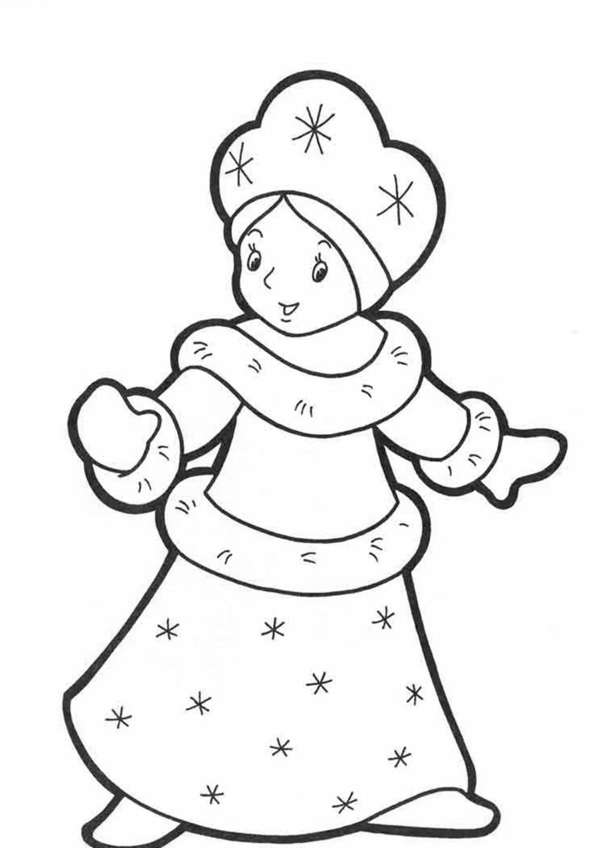 Exotic coloring drawing snow maiden