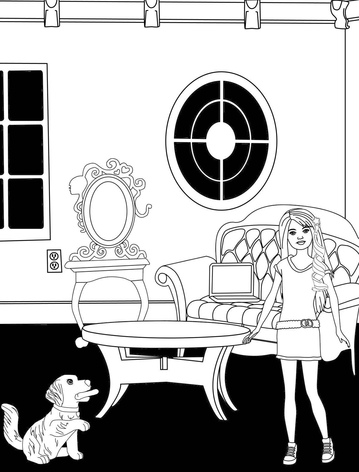 Adorable barbie house coloring page
