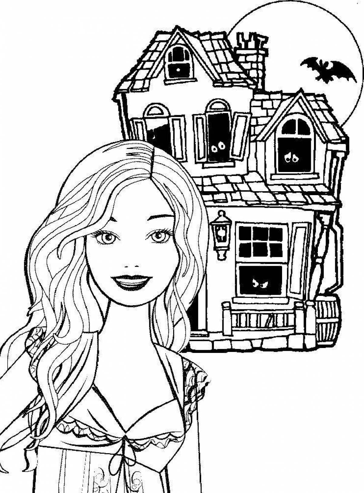 Coloring barbie shiny house