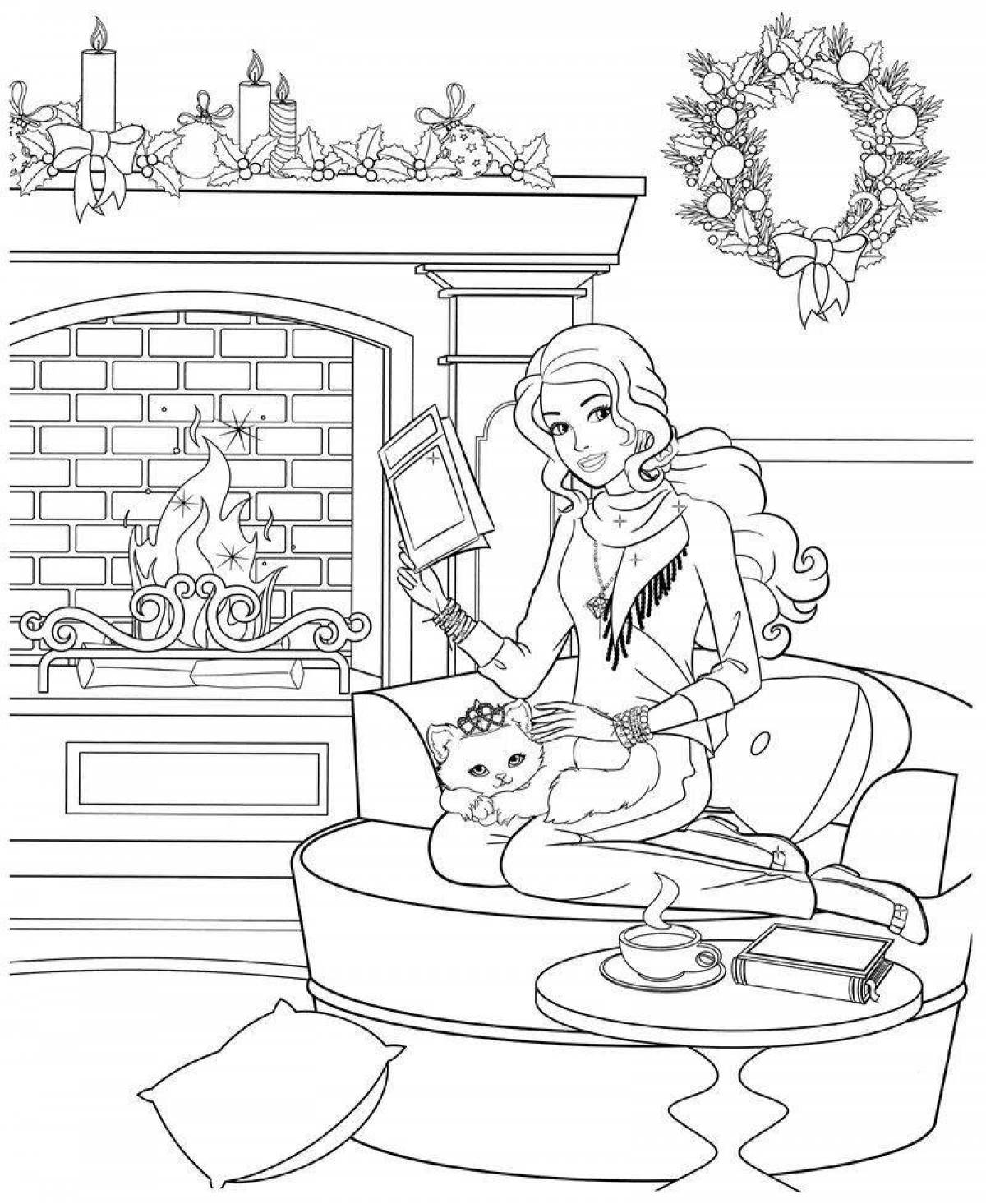 Coloring live barbie house