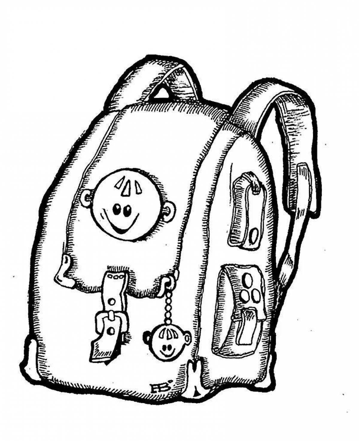 Happy backpack coloring for kids
