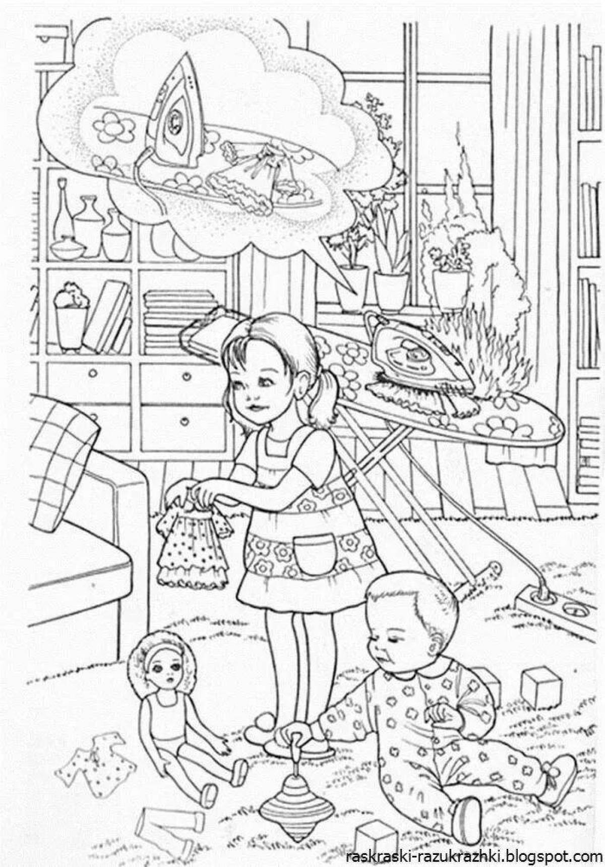 Colorful child safety coloring page
