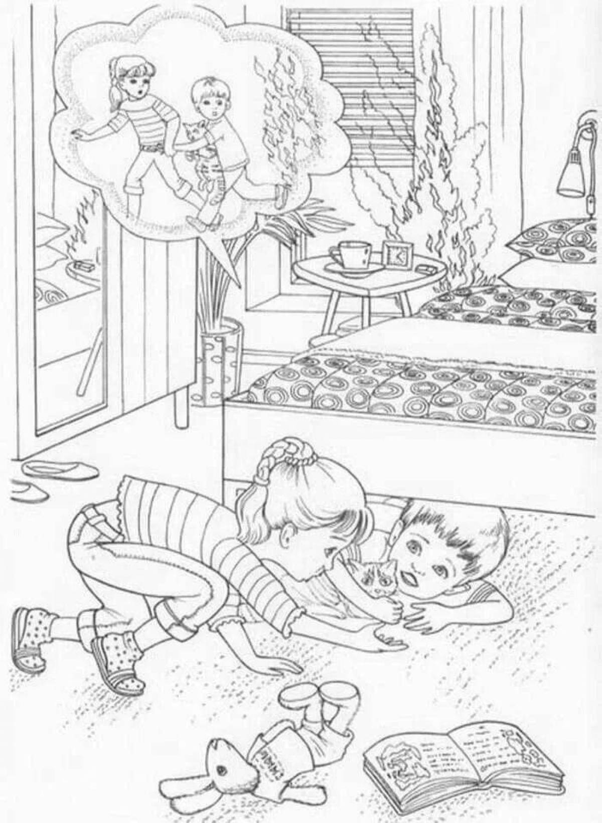 Children's safety dynamic coloring book