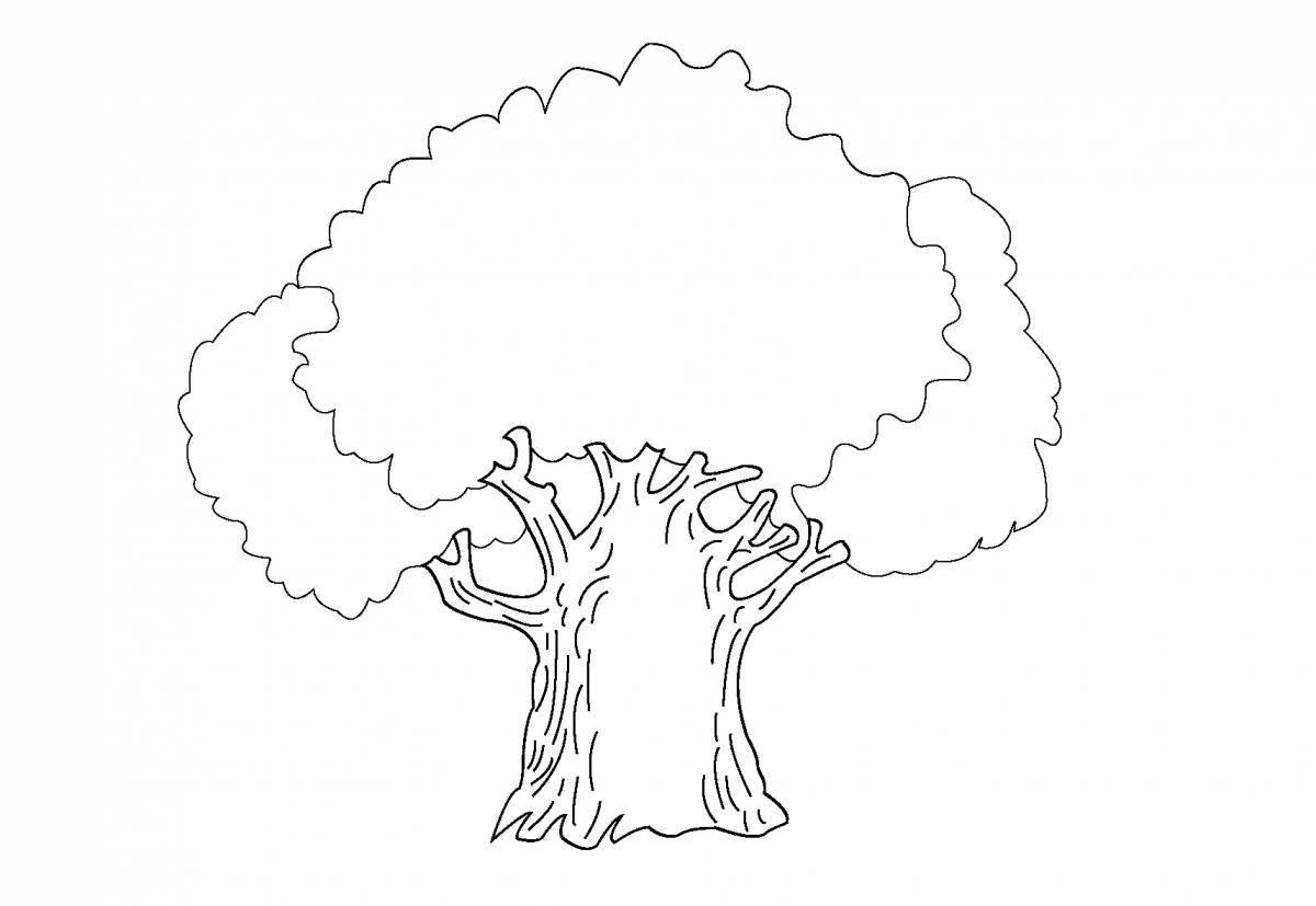 Colorful oak tree coloring page for kids