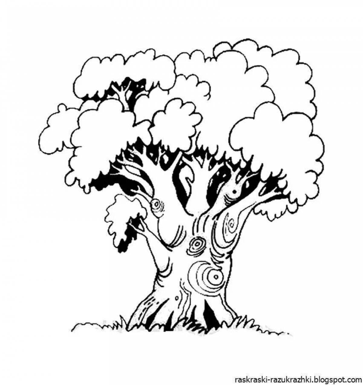 Glorious Oak Coloring Page for Toddlers