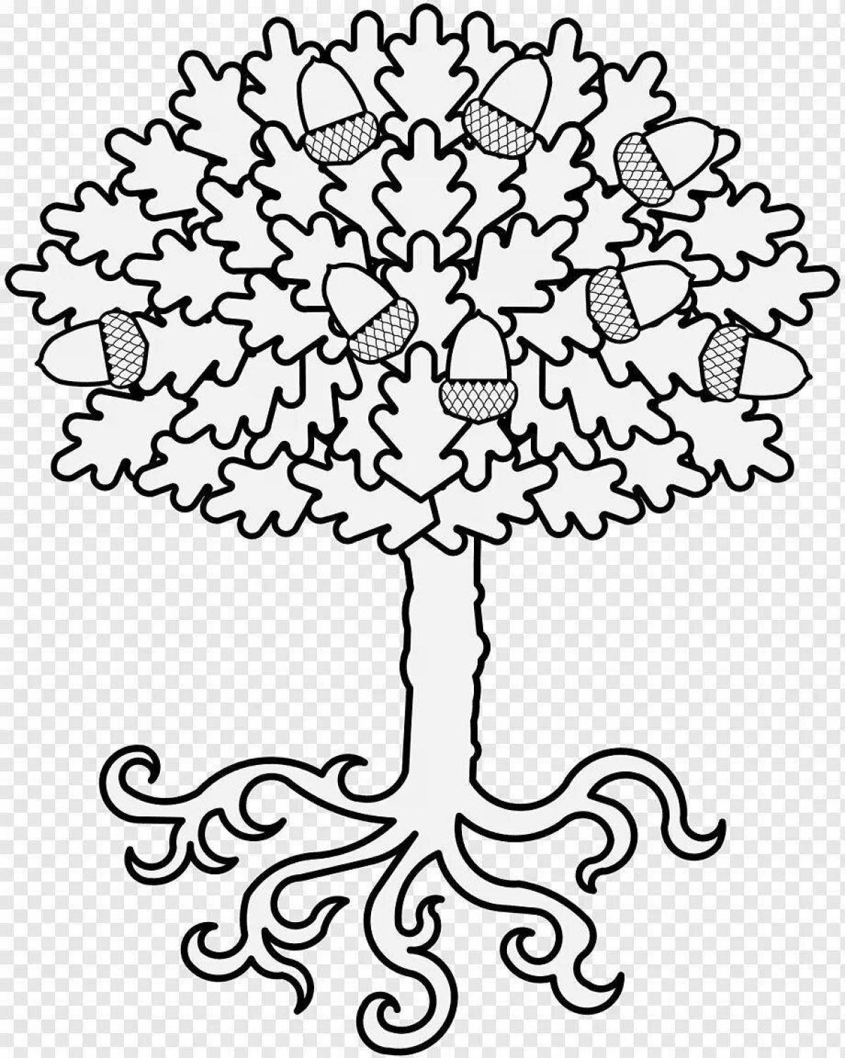 Gorgeous oak tree coloring book for kids