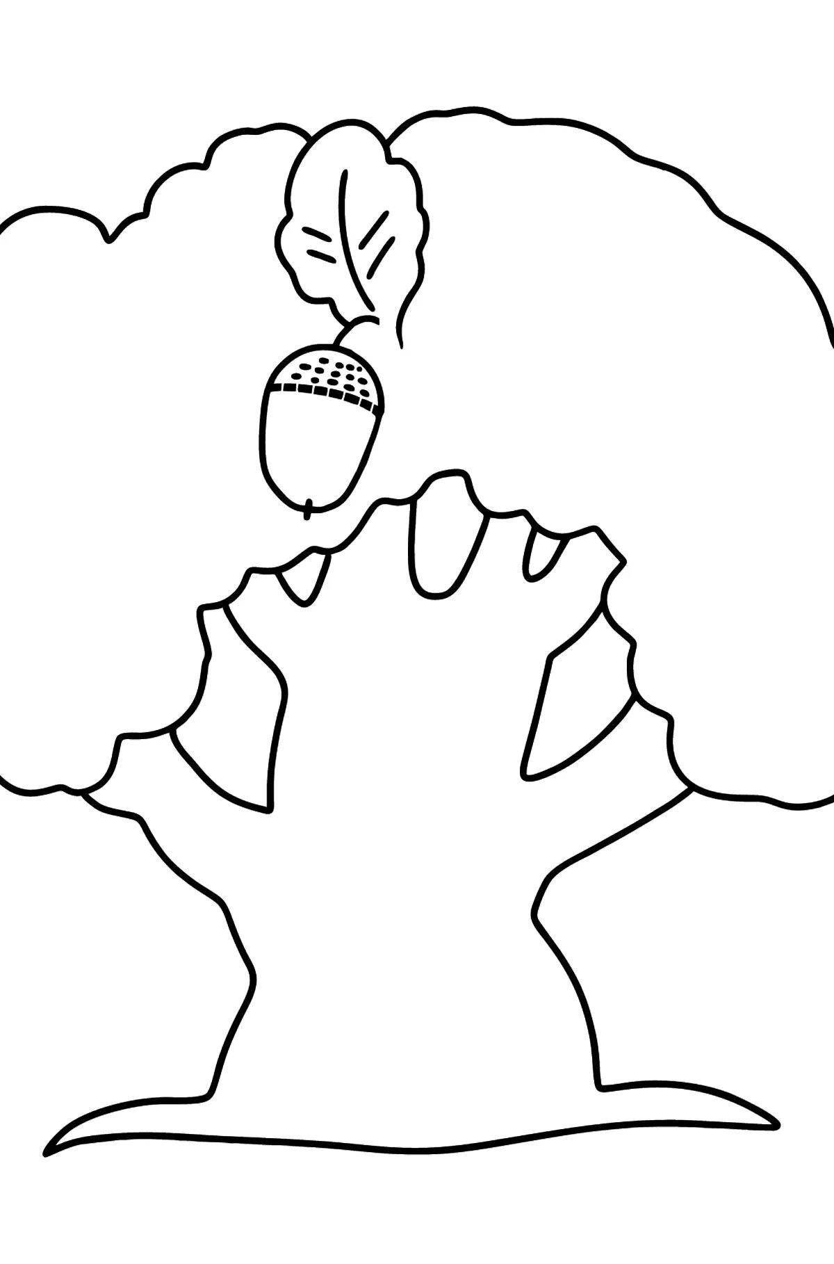 Dazzling Oak Coloring Page for Toddlers