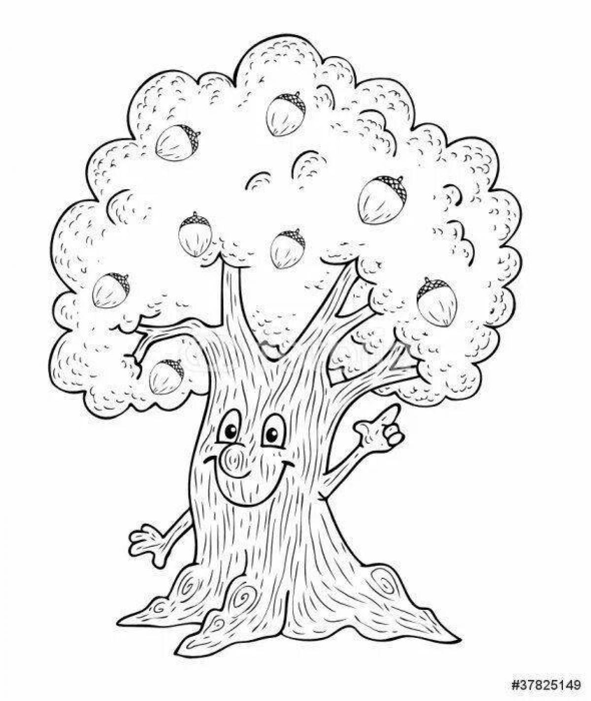Fantastic oak tree coloring book for kids