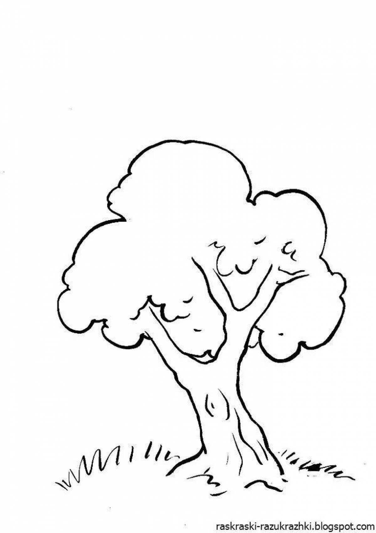 Beautiful oak tree coloring page for kids