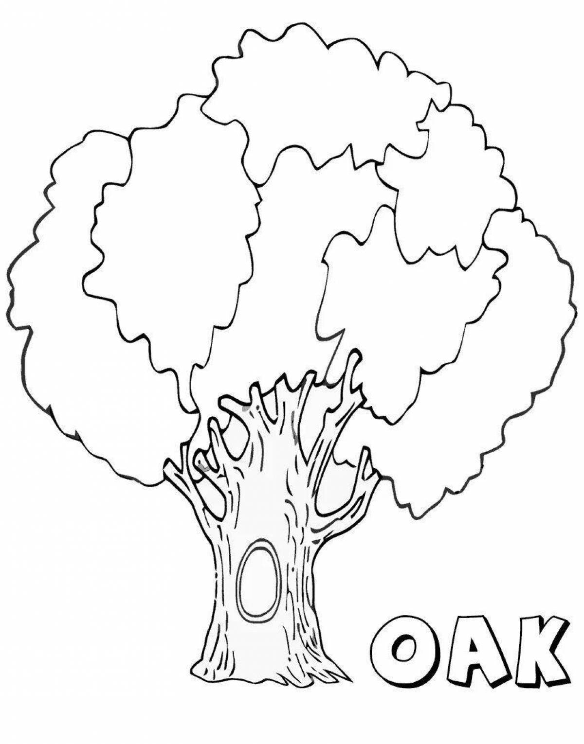 Adorable oak tree coloring page for babies
