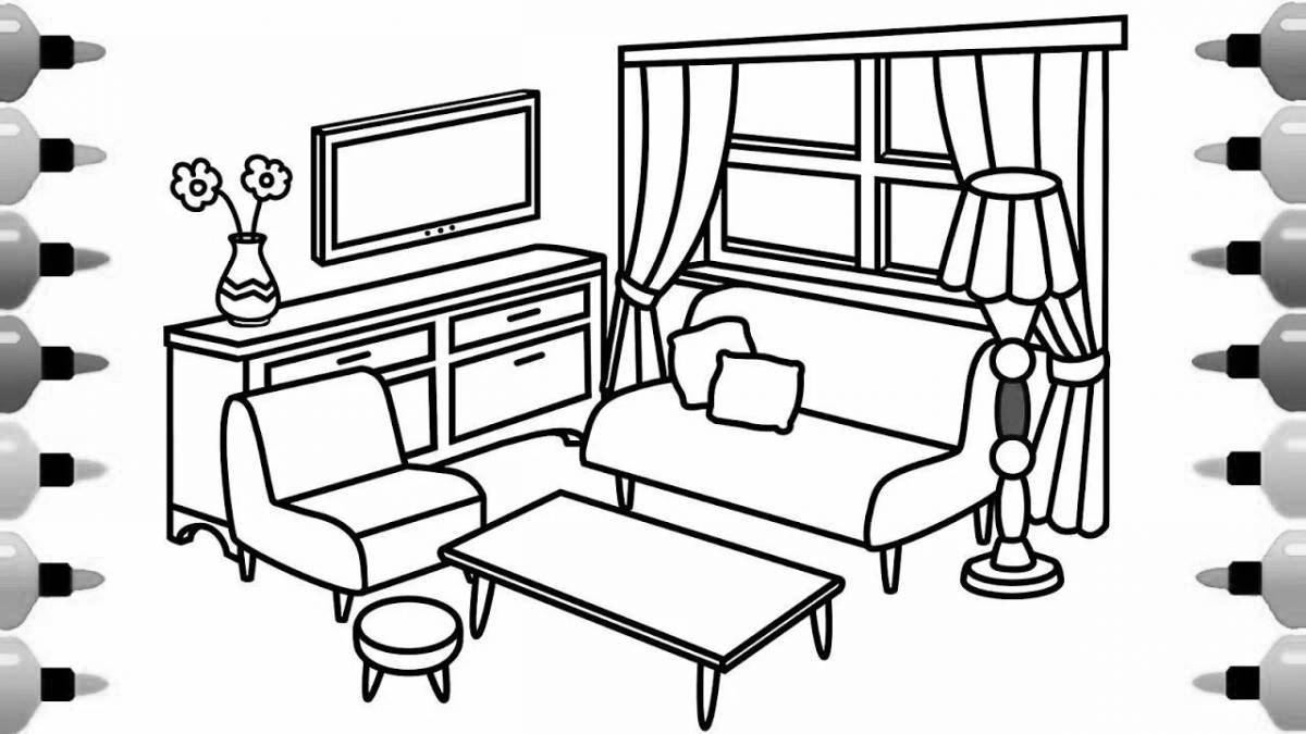 Adorable coloring page of current side bed