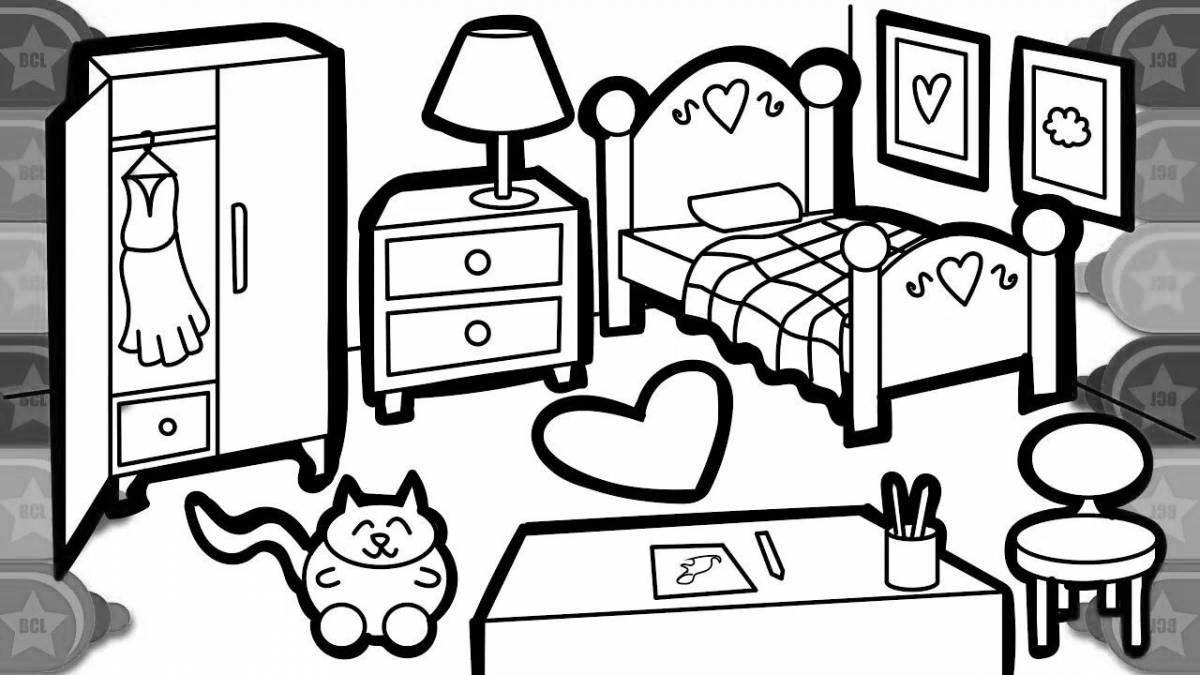 Coloring page dramatic side current bed