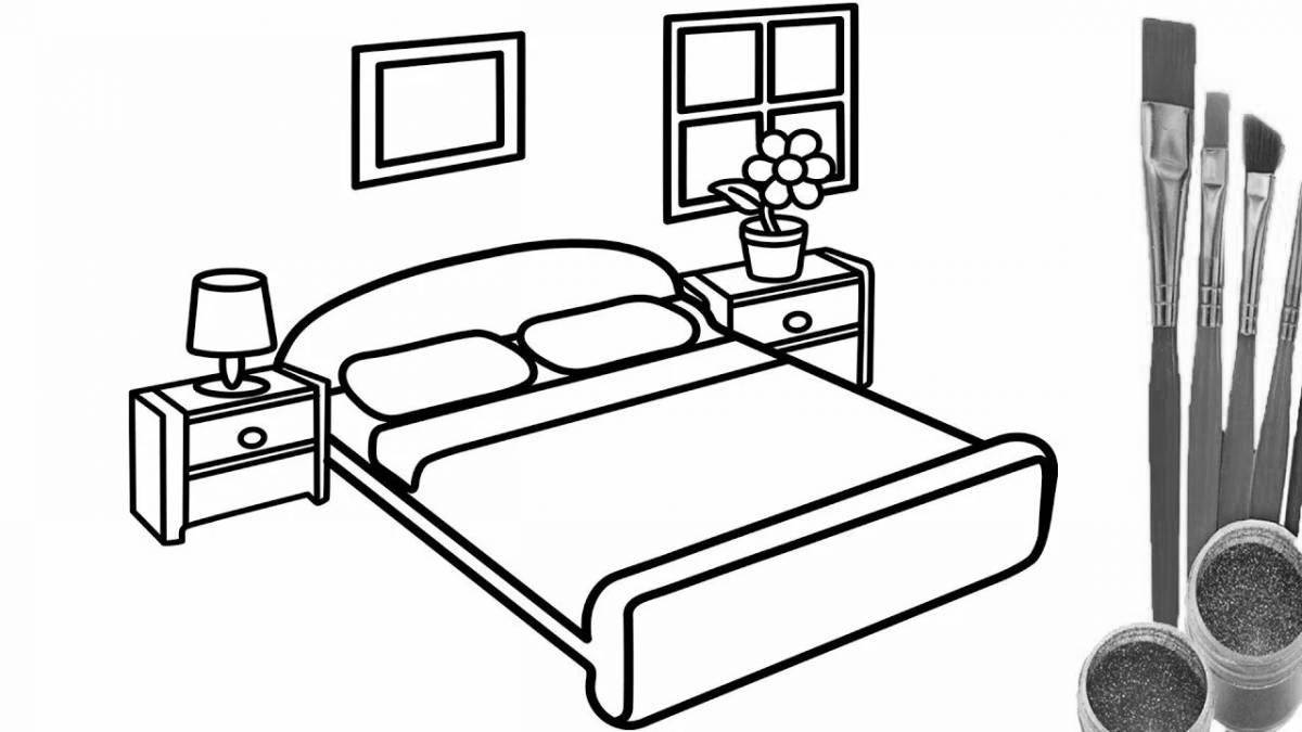 Coloring page vivid bok current bed