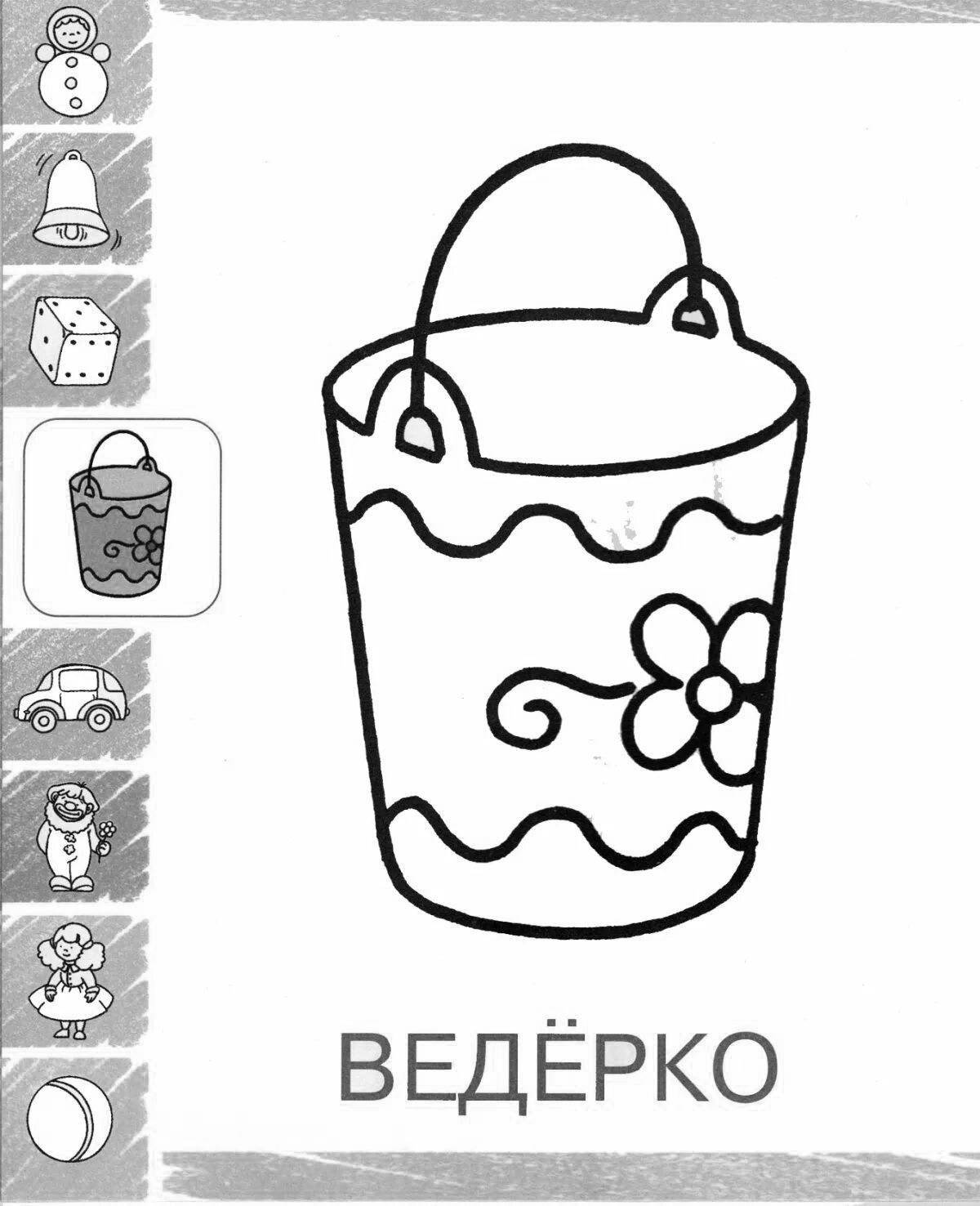 Amazing bucket coloring page for the little ones