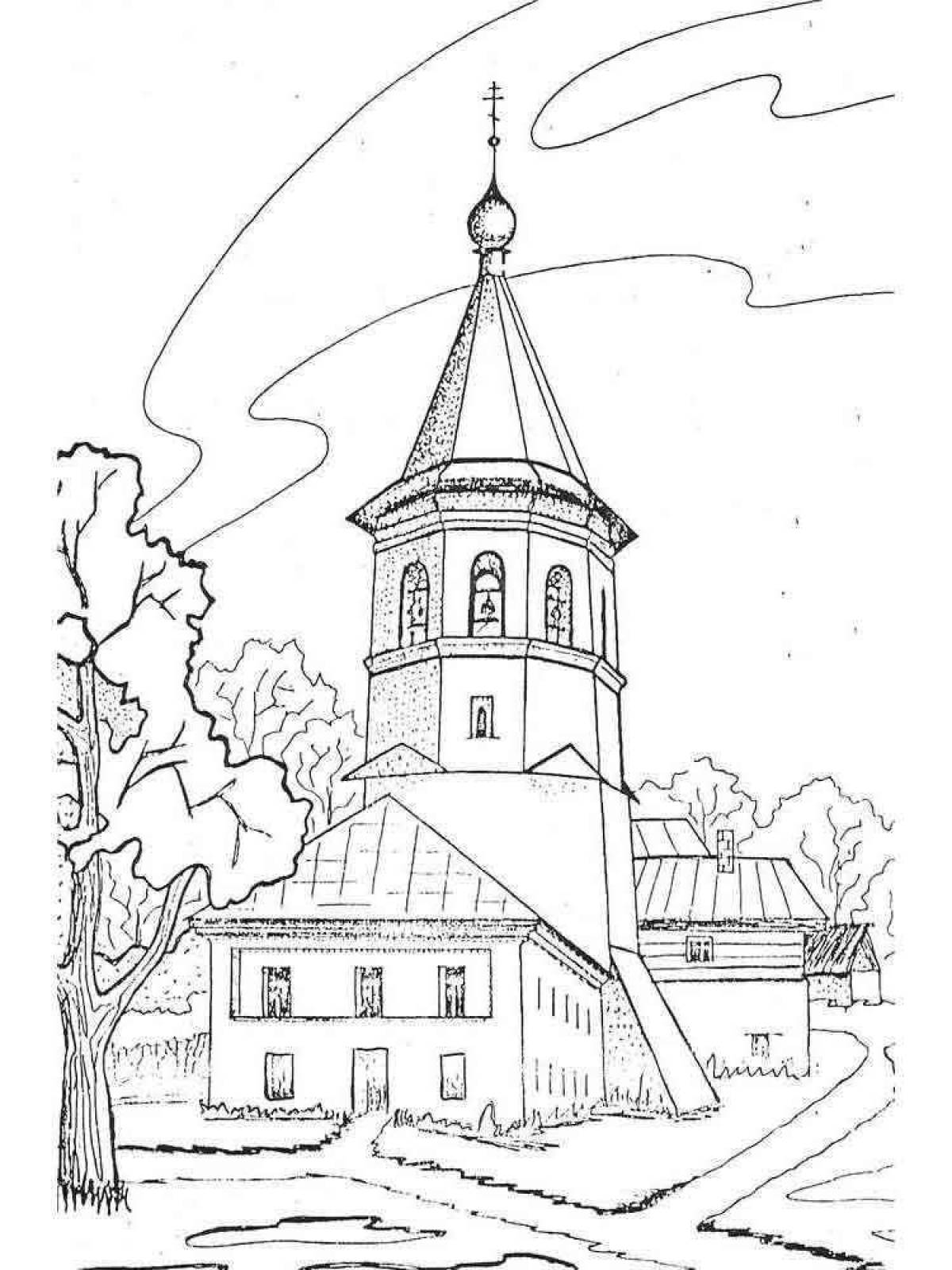 Shining church coloring pages for kids