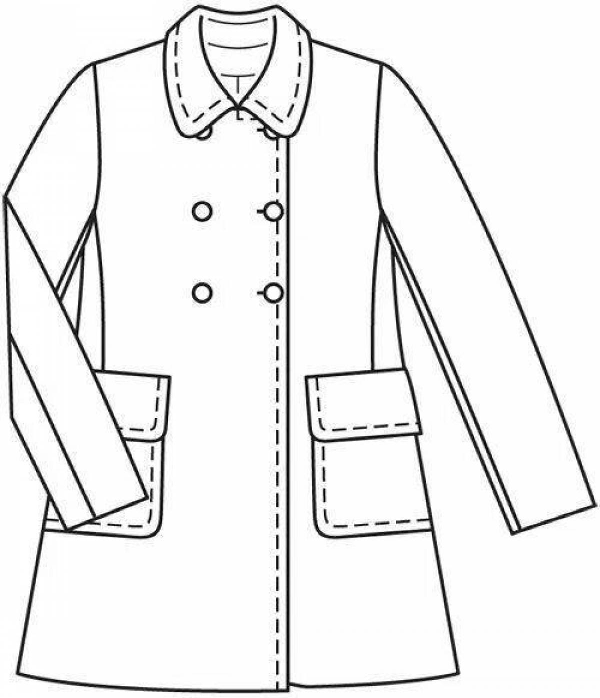 Coloring page of a spectacular coat for children