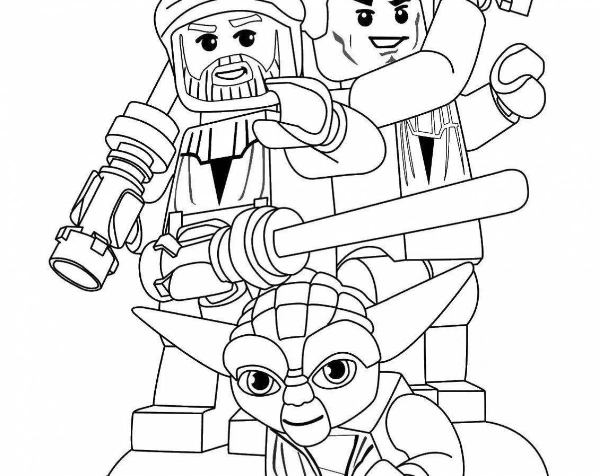 Colorful lego star wars coloring page