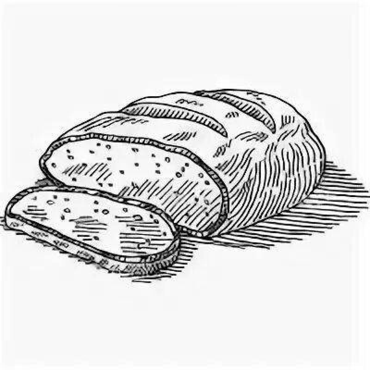 Coloring page delicious Prishvin bread with chanterelles
