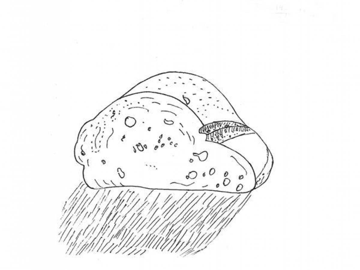 Coloring page gourmet Prishvin bread with chanterelles
