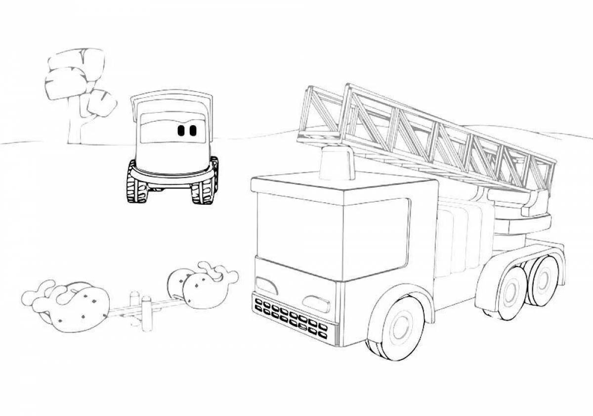 Fabulous lion truck coloring page for kids