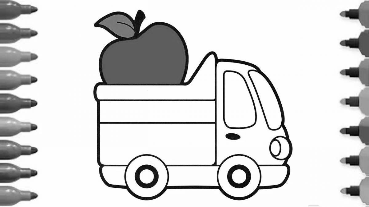 Adorable lion truck coloring page for kids