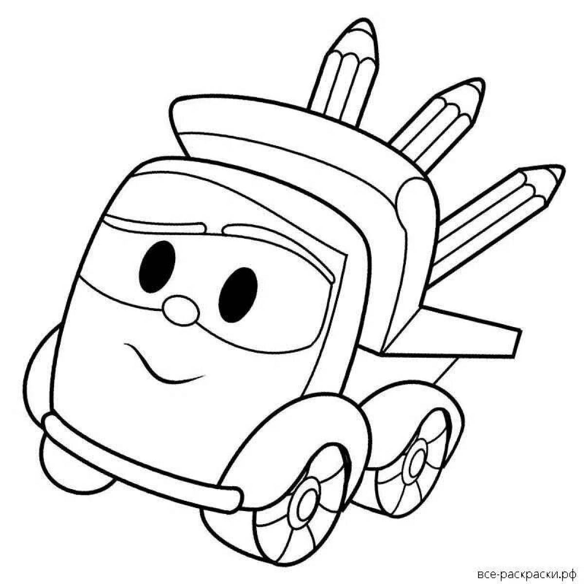 Adorable lion truck coloring page for kids