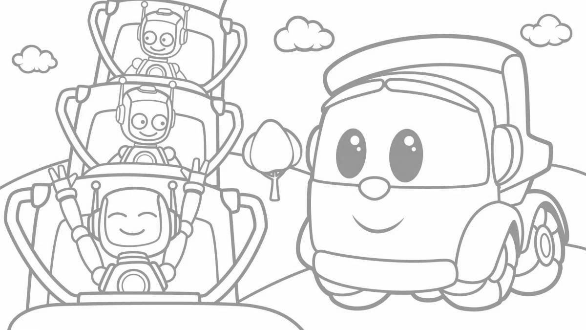 Splendid lion truck coloring book for kids