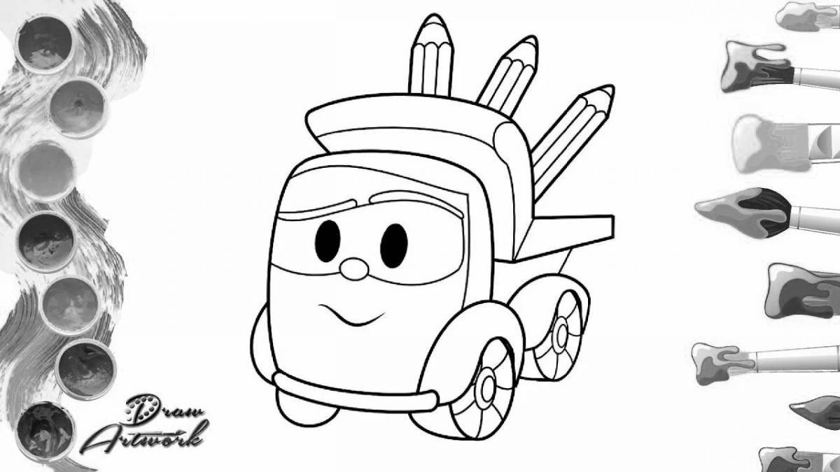 Outstanding lion truck coloring page for kids