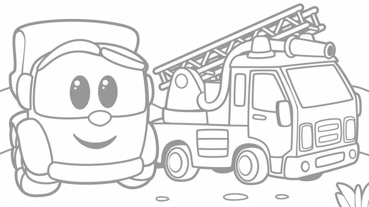 Exquisite lion truck coloring book for kids