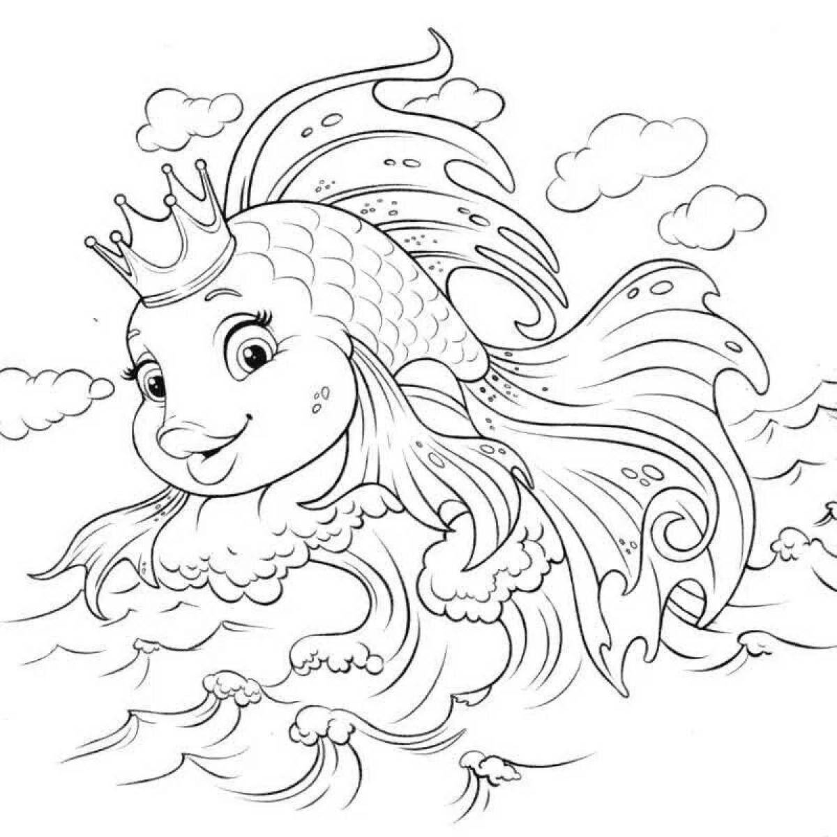 Colorful goldfish story coloring page