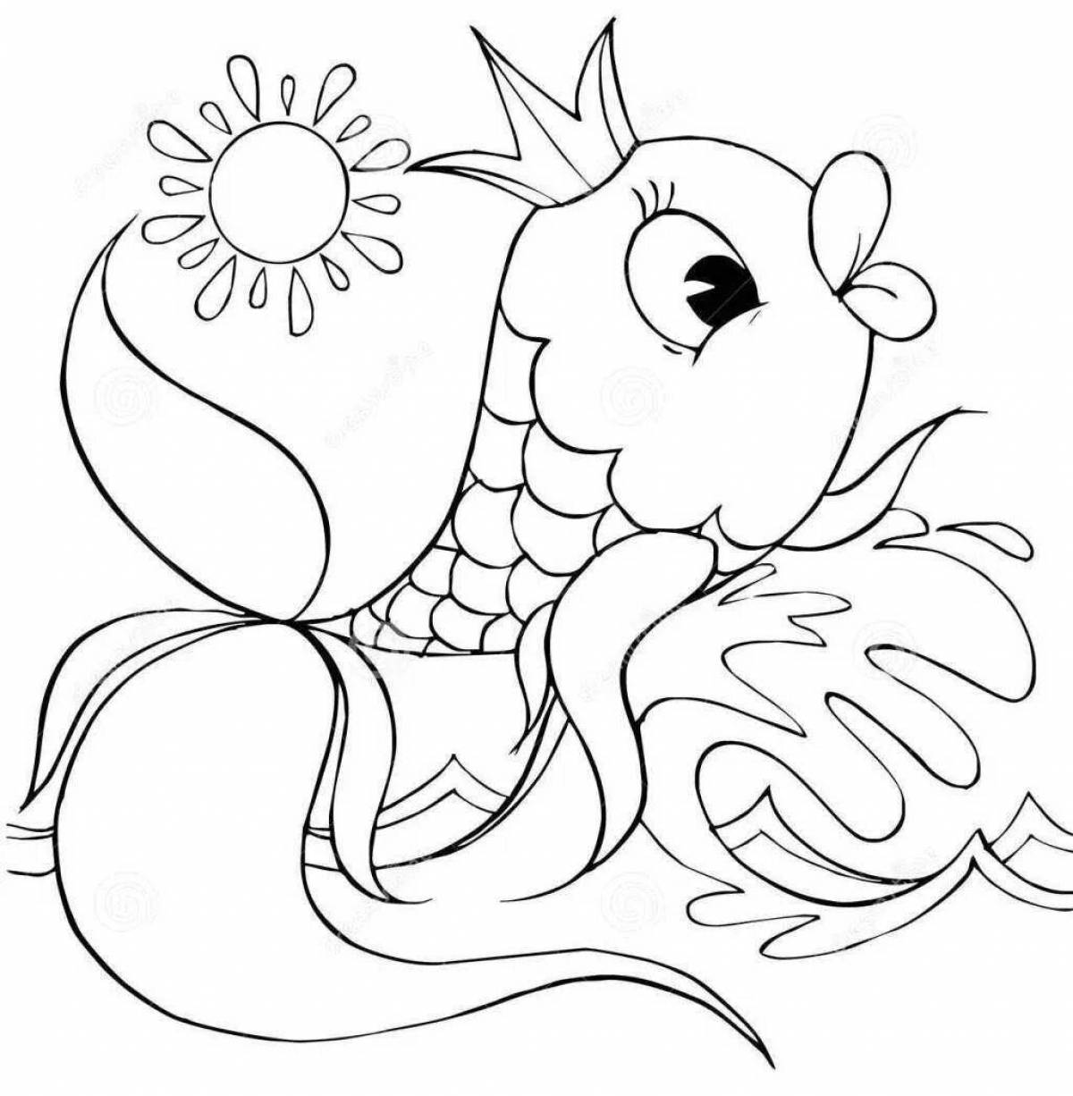 Glitter goldfish story coloring page