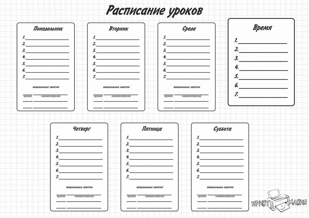 Joyful lesson timetable template