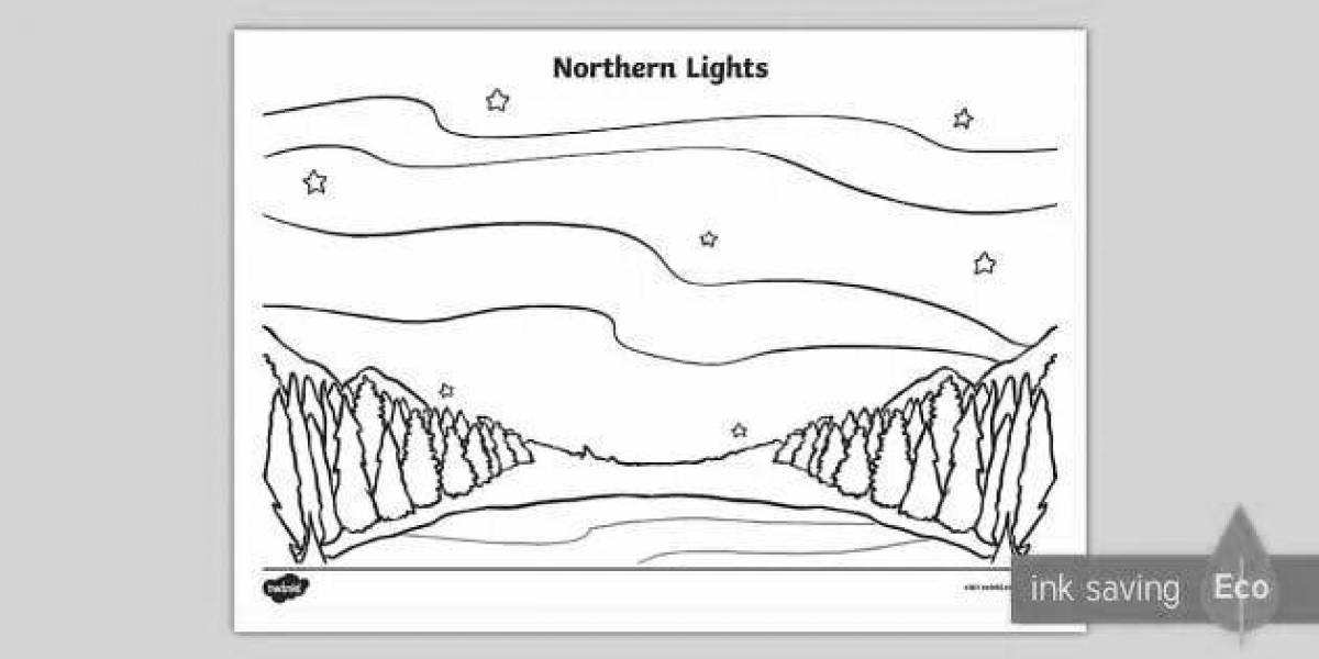 Northern Lights bright coloring for kids