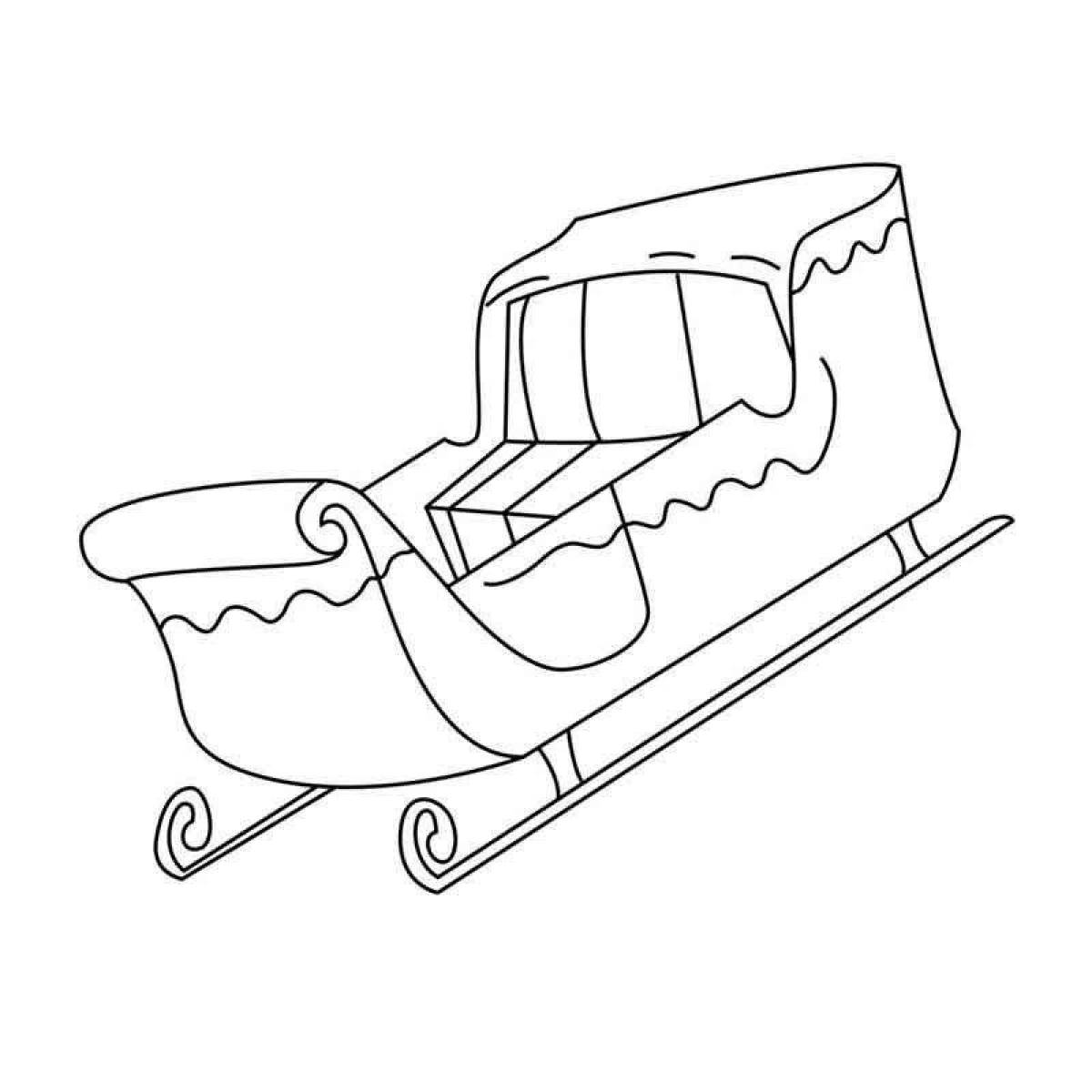 Animated sleigh coloring for kids