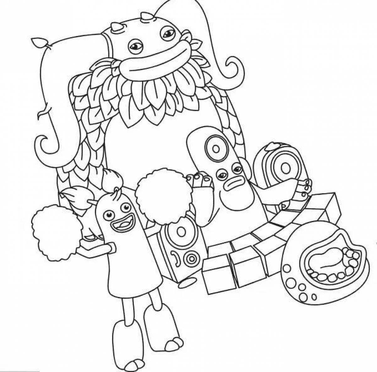 Fun coloring pages with singing monsters for kids