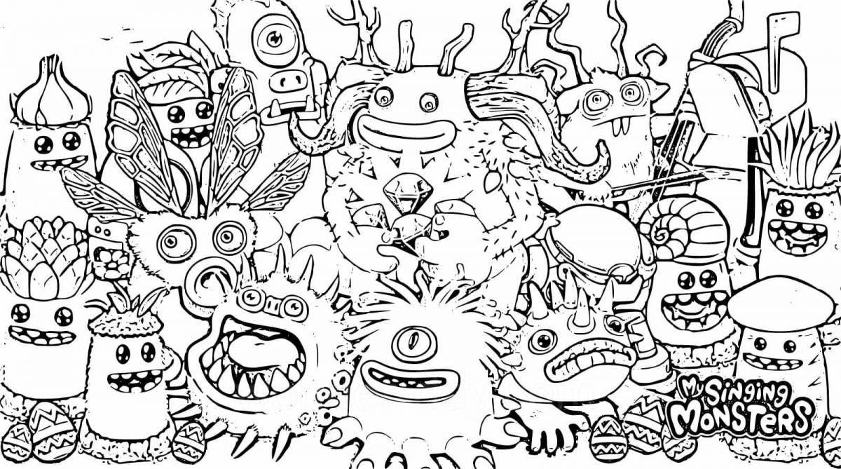 Singing Monster Crazy Coloring Pages for Kids