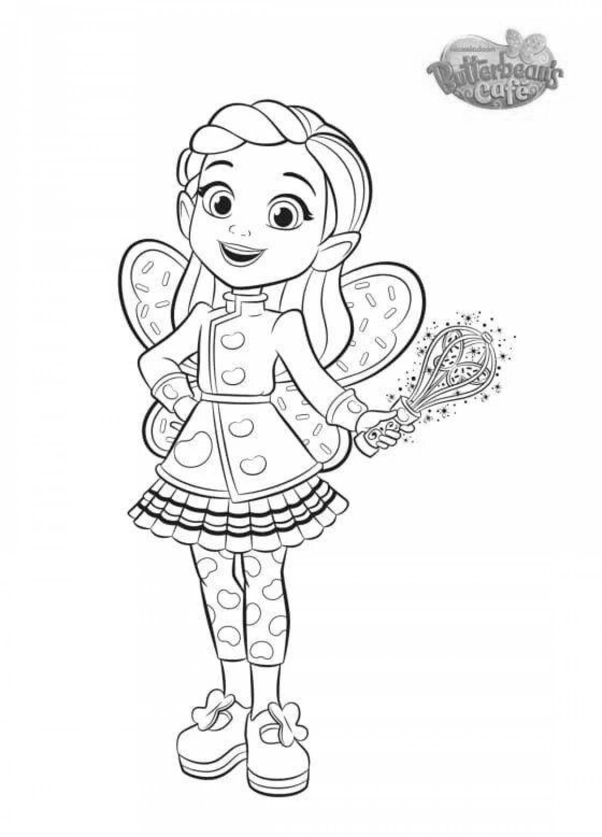 Яркое кафе butterbean coloring page
