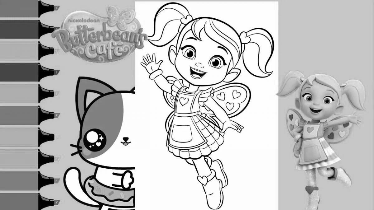 Playful cafe butterbean coloring page